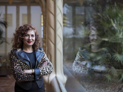 La presidenta de la SGAE, Pilar Jurado, en la sede madrileña de la entidad. 