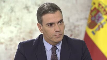 El presidente del Gobierno, Pedro Sánchez, este lunes. 