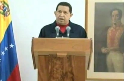 Hugo Chávez, el pasado jueves, se dirige a los venezolanos desde Cuba a través de la televisión.