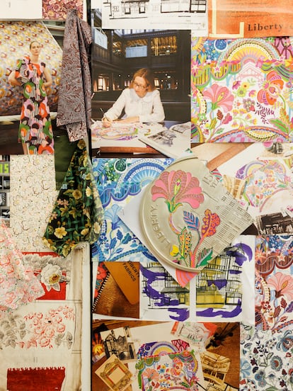 Mood board de trabajo en el departamento de diseño de Liberty.