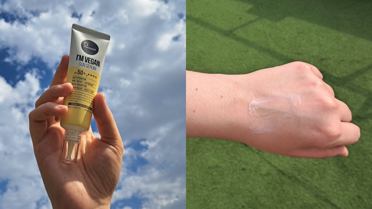 Prueba de textura del protector solar facial de Suntique.