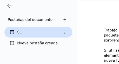 Uso de las pestañas en Google Documentos