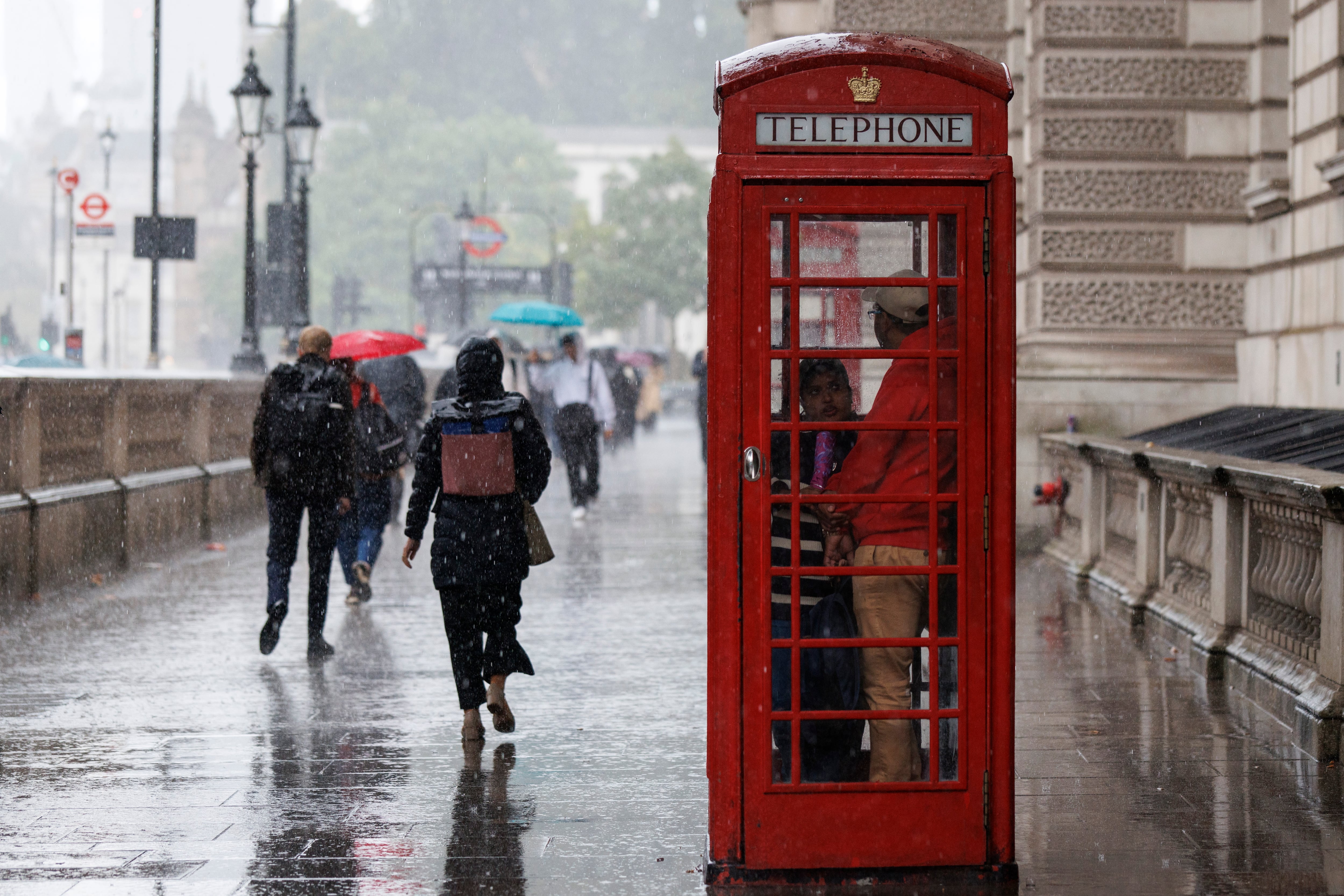 Cabina telefónica en Whitehall, Westminster (Londres), el día 3.