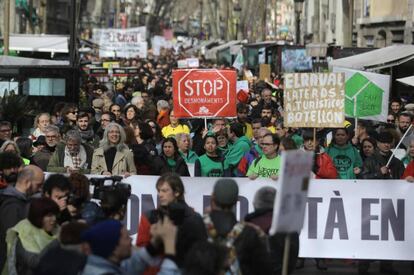 Protesta a la Rambla.