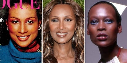 Las modelos Beverly Johnson, Iman y Naomi Sims.