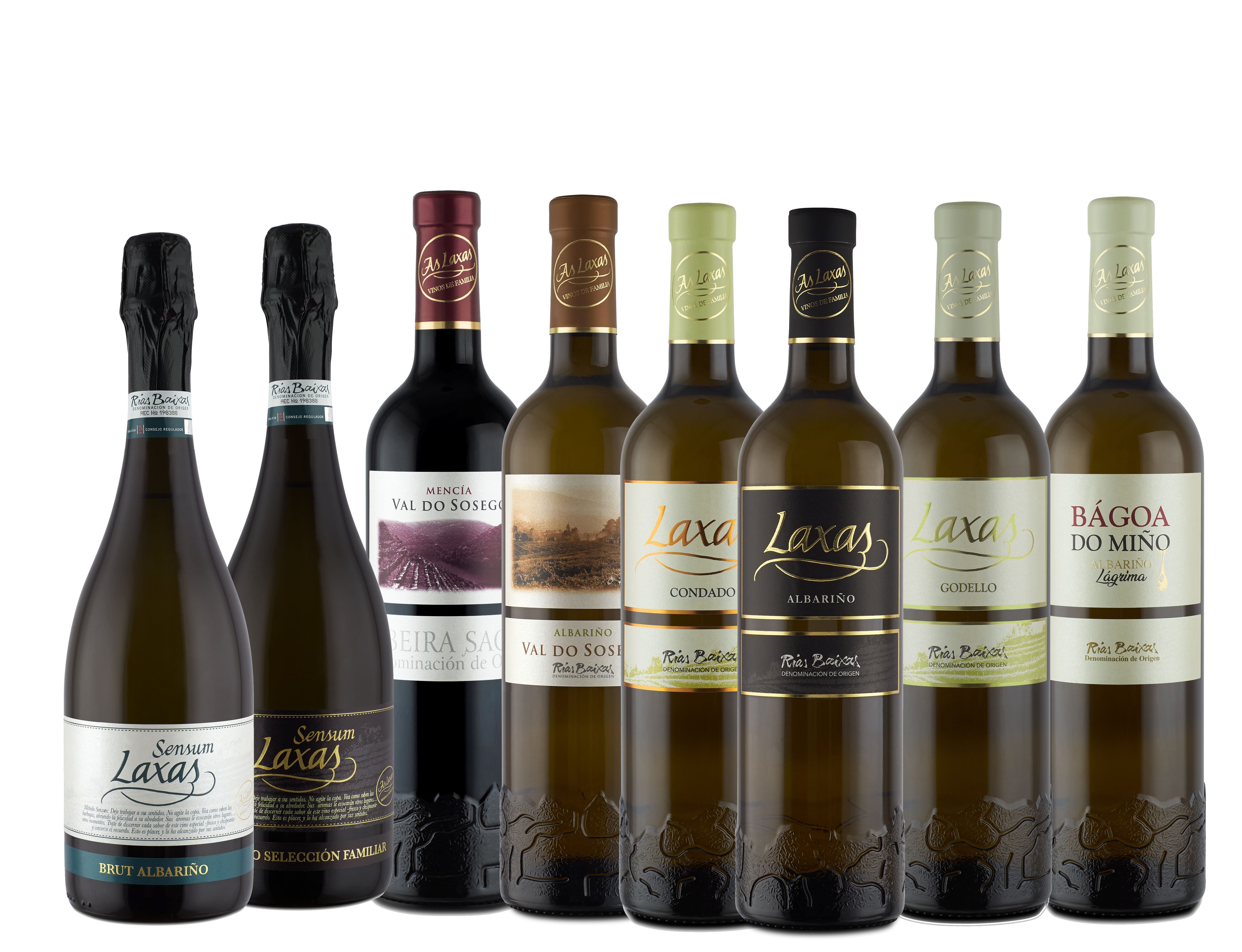 Varias botellas de los vinos que elabora la bodega As Laxas.