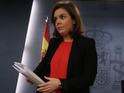 Rueda de prensa posterior al Consejo de Ministros, con la intervenci&oacute;n de la vicepresidenta del Gobierno,  Soraya Saenz de Santamaria; y Jorge Fernandez Diaz, ministro de Interior.  