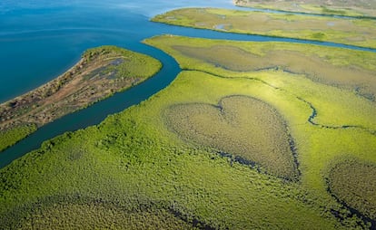 Vista aérea del Corazón de Voh, en Nueva Caledonia.