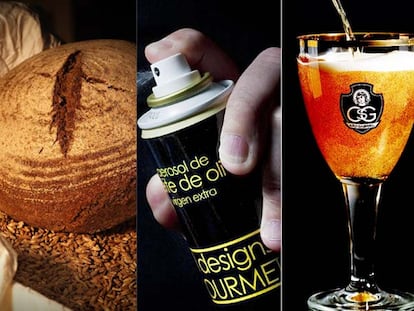 En las imágenes, el pan de espelta catalán, un aerosol de aceite de oliva y la cerveza dulce.