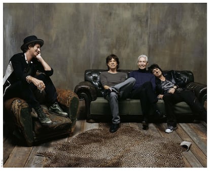 Los Rolling Stones: Charlie Watts, Keith Richards, Mick Jagger y Ronnie Wood en una imagen promocional que se incluye en la exposición 'Exhibitionism'.
