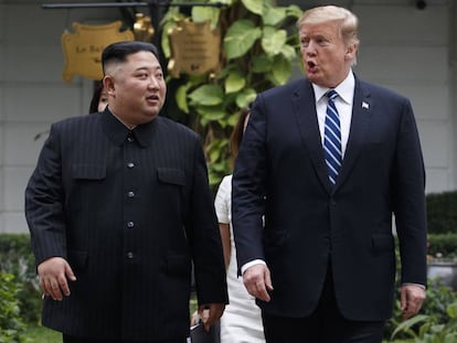 Kim Jong Un e Donald Trump, no último encontro de Hanói.