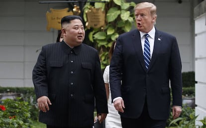 Kim Jong Un e Donald Trump, no último encontro de Hanói.