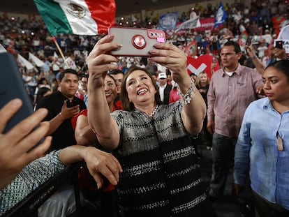 Xóchitl Gálvez durante un acto de campaña en Ciudad Juárez.