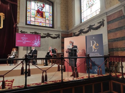 Paz Battaner, el martes durante la presentación del diccionario en la sede de la RAE, en Madrid.