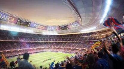 Imagen virtual de la grada del Nou Camp Nou.