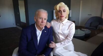 Lady Gaga, en una imagen de un vídeo de apoyo a Joe Biden.