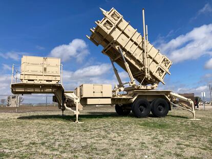 A Patriot missile mobile launcher is displayed outside the Fort Sill Army Post near Lawton, Oklahoma