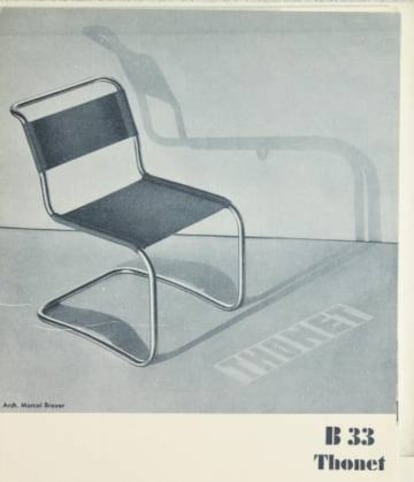 La B 33 de Thonet pasó a atribuirse a Mart Stam después de que el holandés ganara e juicio a Marcel Breuer. |