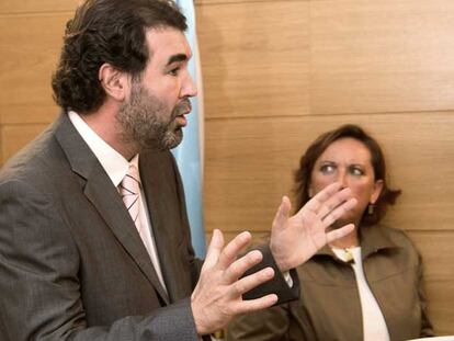 El vicepresidente de la Xunta, Anxo Quintana, ayer en un acto con la prensa en San Caetano.