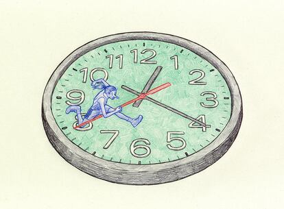 Illustration of a person running on a clock