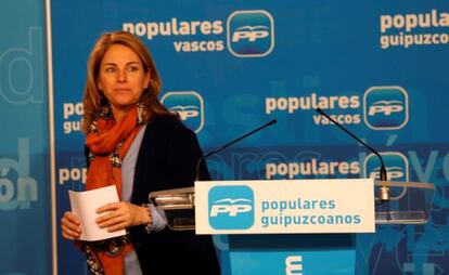 Arantza Quiroga, en una rueda de prensa esta semana en San Sebastián.