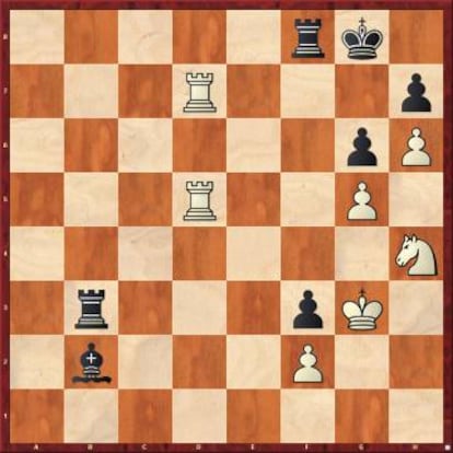 Giri jugó en esta posición 49 Txh7!!, y Wojtaszek se rindió