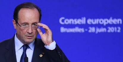 El presidente francés Hollande, el jueves en Bruselas.