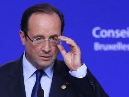El presidente franc&eacute;s Hollande, el jueves en Bruselas.