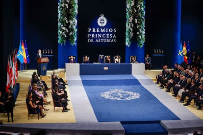 Un momento de la 43º edición de los Premios Princesa de Asturias, este viernes en el teatro Campoamor de Oviedo. 
