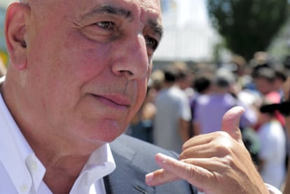 El vicepresidente del Milan, Adriano Galliani, esta mañana en Barcelona