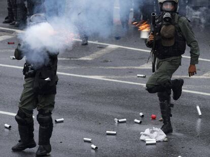 Miembros de la Guardia Nacional de Venezuela reprimen una manifestaci&oacute;n de la oposici&oacute;n el pasado d&iacute;a 13.
 