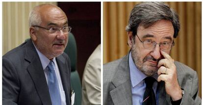 Fotografías de archivo del expresidente de Caixa Catalunya, Narcís Serra (d), y el exdirector general, Adolf Todó (i).