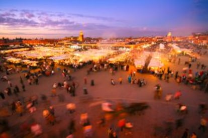 Plaza de Djemaa el-Fna, en Marraquech.