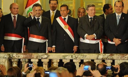 Humala, ayer, en la presentación de su renovado gabinete.