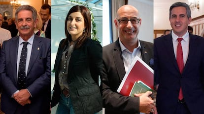 Los líderes políticos cántabros: de izquierda a derecha, Miguel Ángel Revilla (PRC), María José Sáenz de Buruaga (PP), Félix Álvarez (Cs) y Pablo Zuloaga (PSOE).