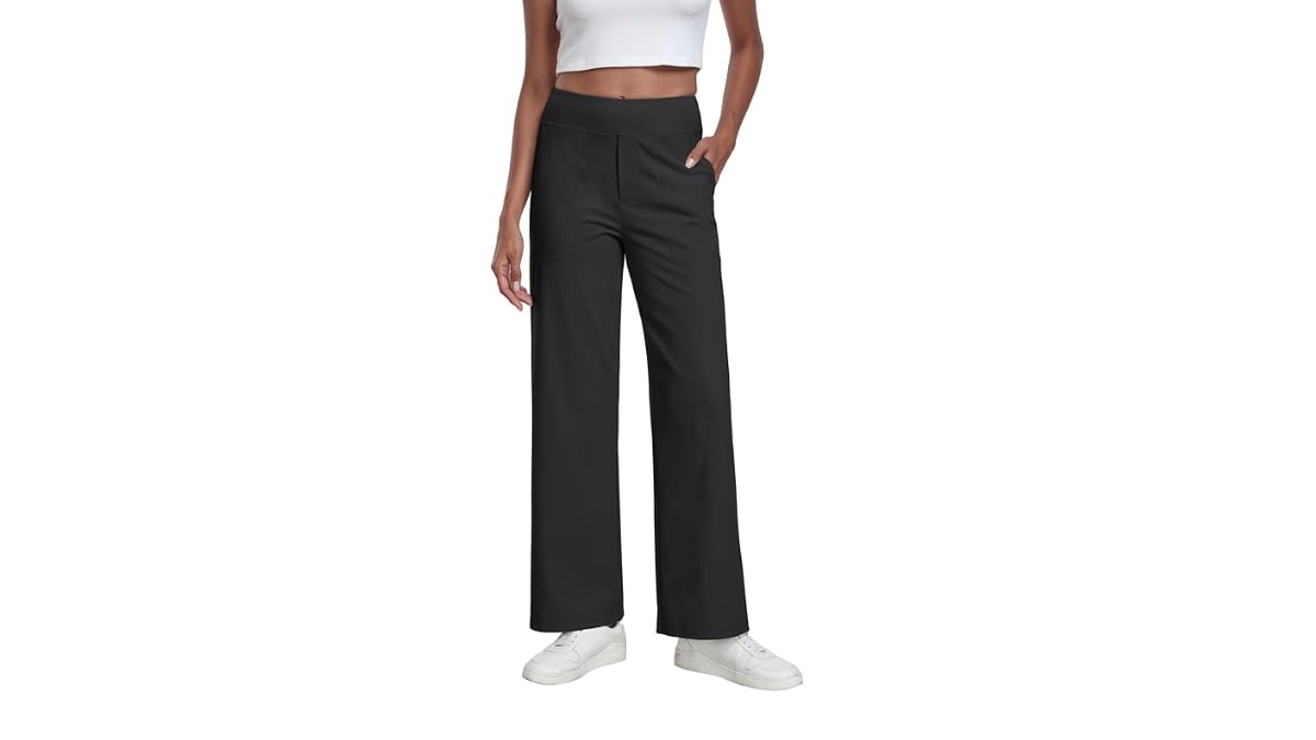Pantalones 'palazzo' con tejido flexible y diseño elegante.