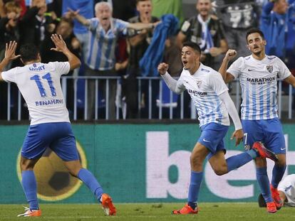 Pablo Fornals celebra su gol al Sporting.