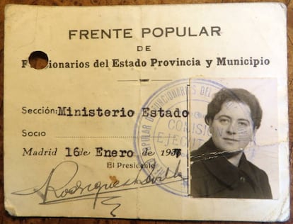 Carnet del Frente Popular de Ilsa Barea, fechado en 1937.