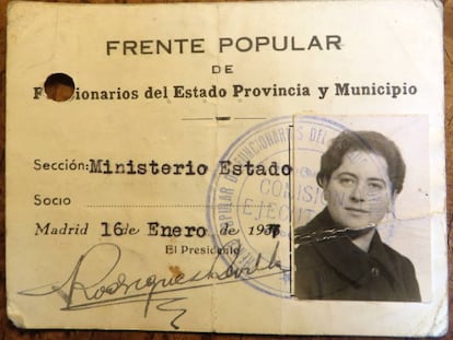 Carnet del Frente Popular de Ilsa Barea, fechado en 1937.