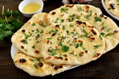 Torta de pan india conocida como 'naan'.