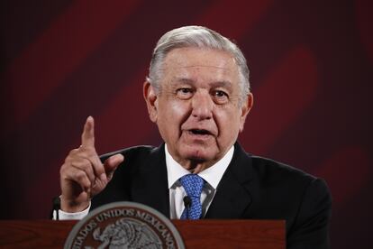 El presidente de México, Andrés Manuel López Obrador, durante su conferencia matutina de este martes.