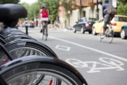 Bicis públicas de alquiler en la ciudad de Montreal, en la región de Quebec (Canadá).