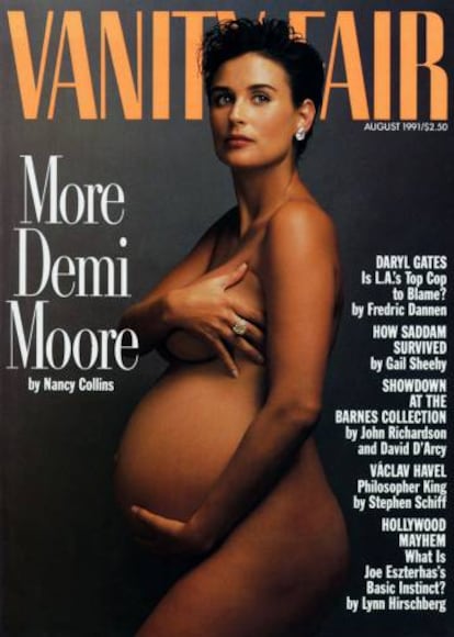 Demi Moore posó embarazada de siete meses de su segunda hija Scout en 1991.