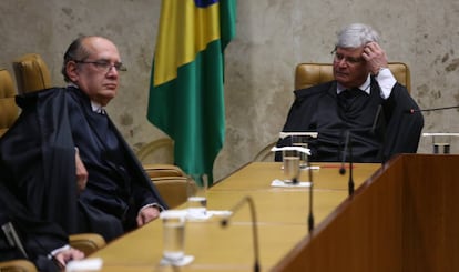 Rodrigo Janot e Gilmar Mendes, no STF.