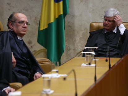 Rodrigo Janot e Gilmar Mendes, no STF.