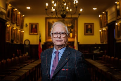 Alejandro Artigas, the honorary director of the Santiago Fire Department, in the boardroom of the department’s headquarters. 
