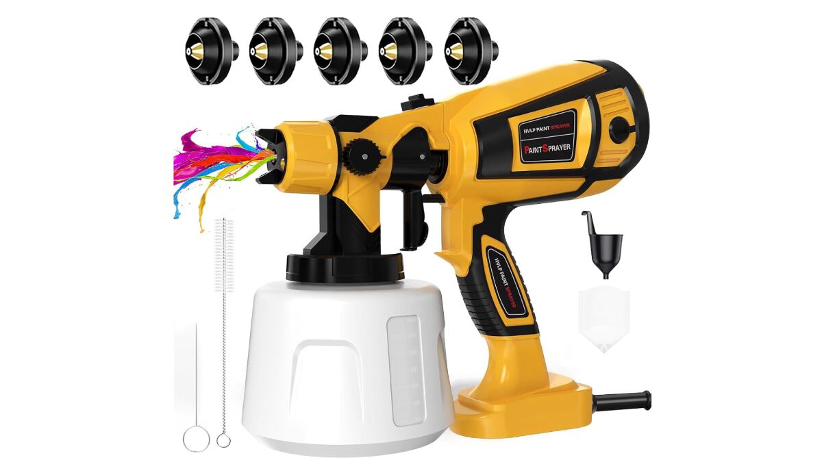 La pistola de pintura eléctrica de tamaño compacto y para uso doméstico.