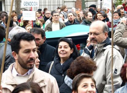Inés Sabanés, en la protesta frente a la Embajada de Israel en Madrid