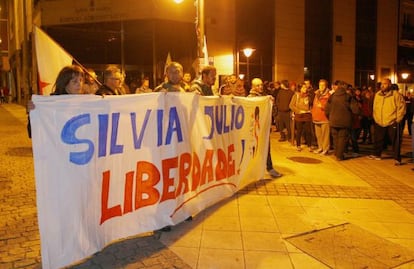 Protesta en Ferrol contra la detención de Silvia Casal y Xulio Sayáns.