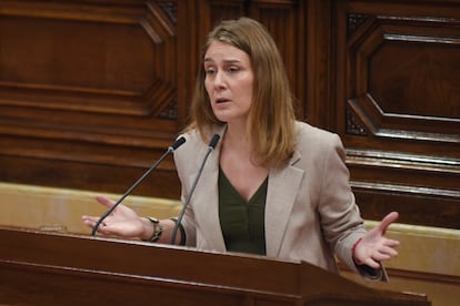 La líder de los Comuns en el Parlament, Jéssica Albiach, interviene en el pleno.